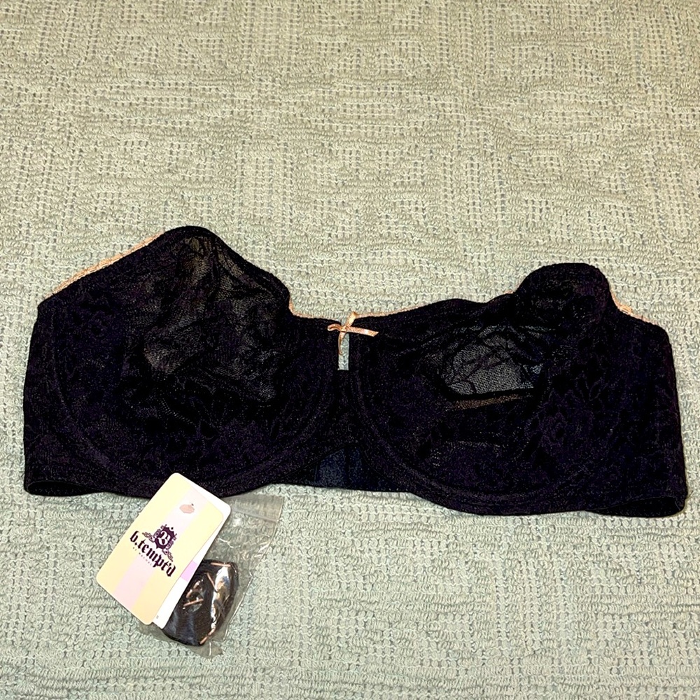 B.tempt’d by Wacoal 36D black lace unpadded strapless bra with straps - Picture 5 of 8
